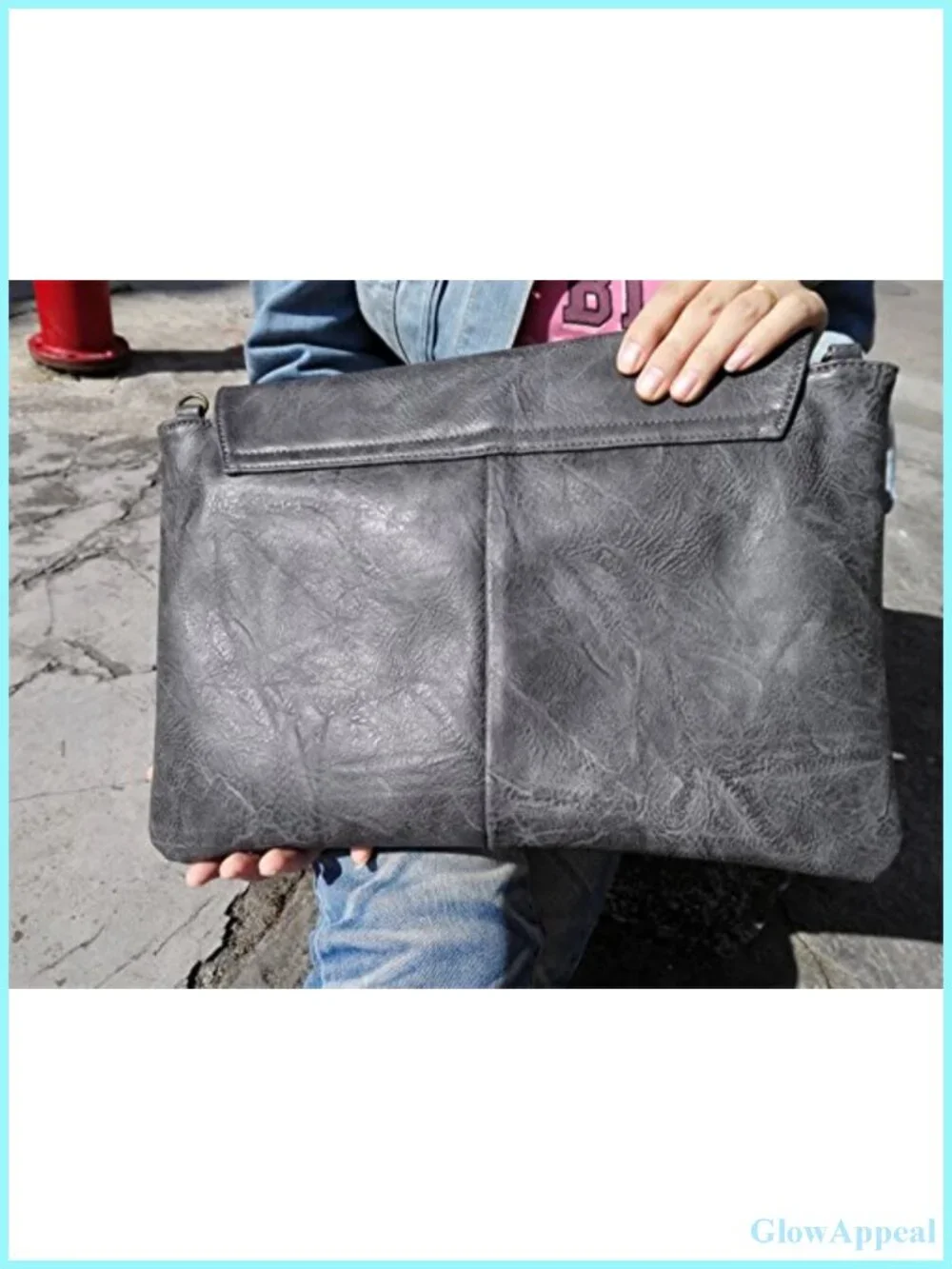 Large PU Leather Clutch Crossbody Bag Removable Strap High Capacity